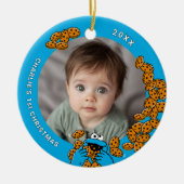 Cookie Monster Baby's 1st Christmas Photo Ceramic  セラミックオーナメント (正面)