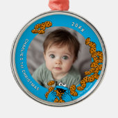 Cookie Monster Baby's 1st Christmas Photo Metal Or メタルオーナメント (正面)