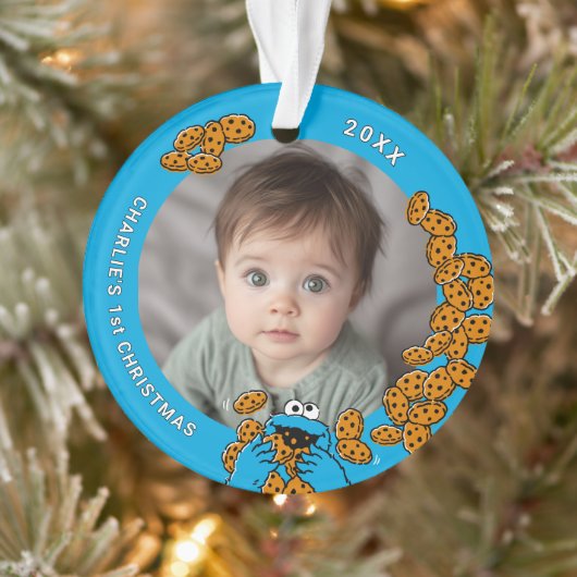 Cookie Monster Baby's 1st Christmas Photo Ornament オーナメント (ツリー)