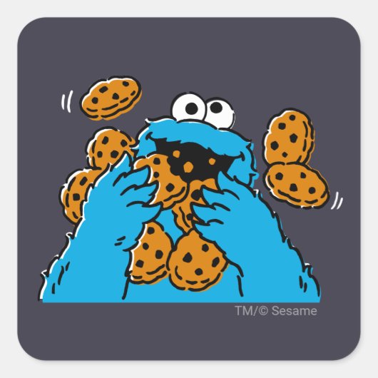 Cookie Monster Eating All the Cookies スクエアシール (正面)