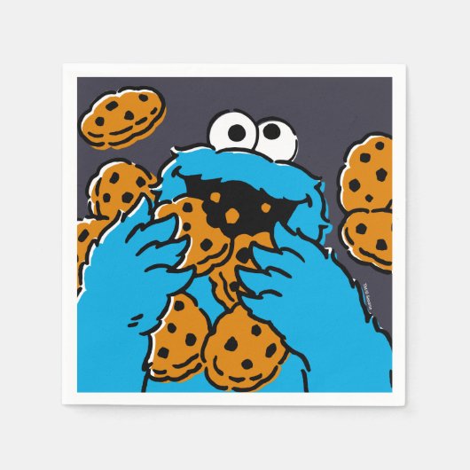 Cookie Monster Eating All the Cookies スタンダードカクテルナプキン (正面)