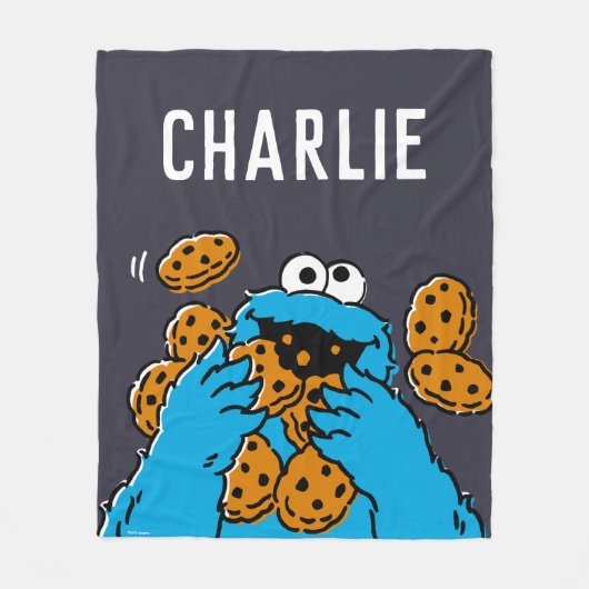 Cookie Monster Eating All the Cookies フリースブランケット (正面)