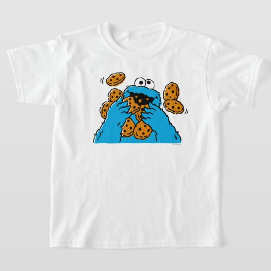 Cookie Monster Eating All the Cookies Tシャツ (レイダウン)