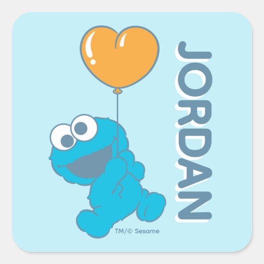 Cookie Monster Heart Balloon スクエアシール (正面)