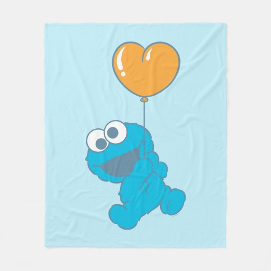 Cookie Monster Heart Balloon フリースブランケット (正面)