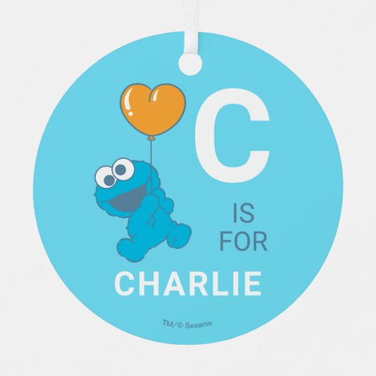 Cookie Monster Heart Balloon メタルオーナメント (正面)