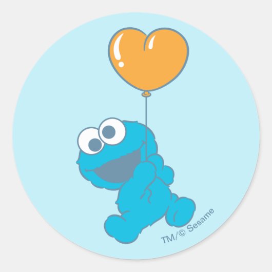 Cookie Monster Heart Balloon ラウンドシール (正面)