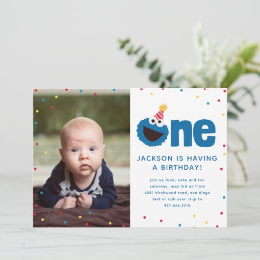 Cookie Monster One with Photo 招待状 (スタンド正面)