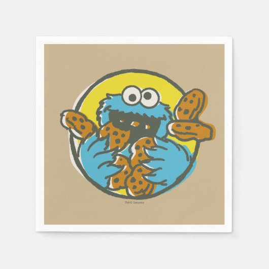 Cookie Monster Retro スタンダードカクテルナプキン (正面)
