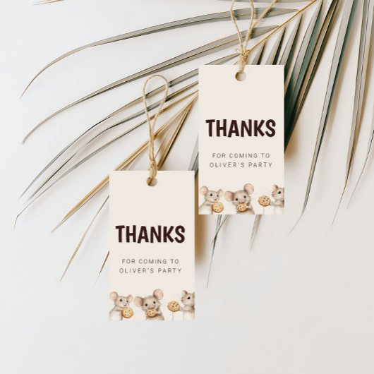 Cookie & Mouse Kidパーティーありがとうメッセージカード ギフトタグ