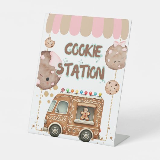 Cookie Station Food Sign Tabletop Padestal 台座サイン (正面)