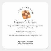 Cookie Watercolor Bakery Ingredients Product スクエアシール (正面)