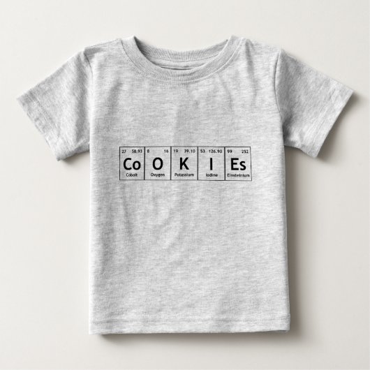 CoOKIEs化学周期表語要素 ベビーTシャツ (正面)