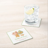 Cookies and Cocoa Christmas Baby Shower  スクエアペーパーコースター (インサイチュ)