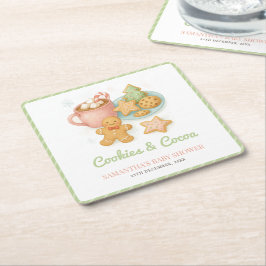Cookies and Cocoa Christmas Baby Shower  スクエアペーパーコースター