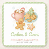 Cookies and Cocoa Christmas Baby Shower  スクエアペーパーコースター (正面)
