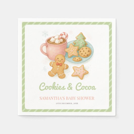 Cookies and Cocoa Winter Baby Shower  スタンダードカクテルナプキン (正面)