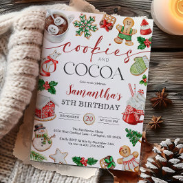 Cookies and Cocoa Winter Birthday Invitation 招待状