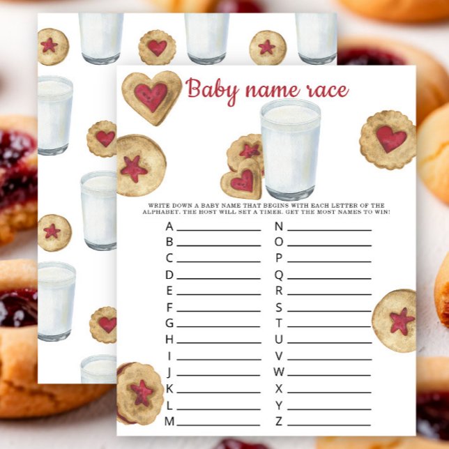 Cookies and milk Baby shower Baby name race game (クリエイターアップロード済み)