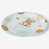 Cookies and milk Baby Shower - Teddy Bear Blue ペーパープレート (アングル)