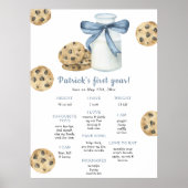 Cookies and Milk First Birthday Milestone Birthday ポスター (正面)