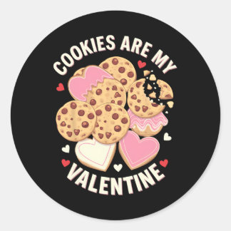 Cookies Are My Valentine Cute Chocolate Chip Heart ラウンドシール