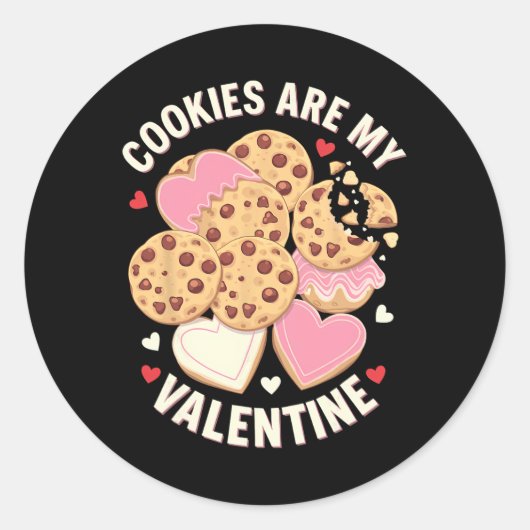 Cookies Are My Valentine Cute Chocolate Chip Heart ラウンドシール (正面)