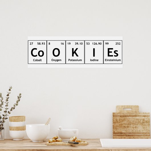 CoOKIEs Chemistry Periodic Table Words Element Sym ポスター (キッチン)