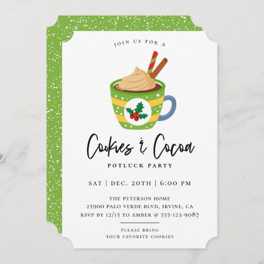 Cookies & Cocoa クリスマスパーティー招待状 招待状 (正面/裏面)