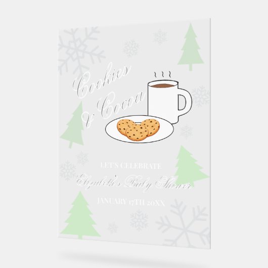 Cookies & Cocoa Baby Shower アクリルサイン (傾斜)