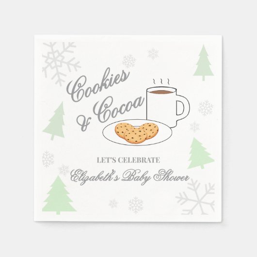 Cookies & Cocoa Baby Shower スタンダードカクテルナプキン (正面)