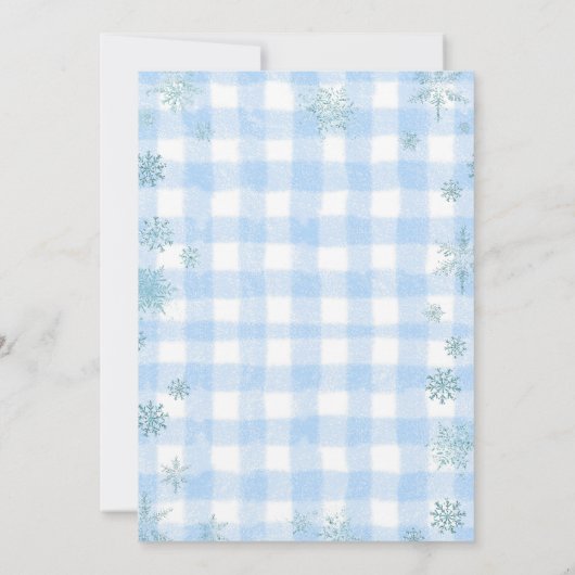 Cookies & Cocoa Birthday Blue Snowflakes Gingham 招待状 (裏面)
