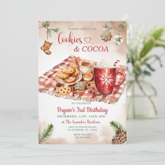 Cookies & Cocoa Christmas 3rd Birthday Party 招待状 (スタンド正面)