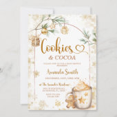 Cookies & Cocoa Winter Gold Christmas Baby Shower 招待状 (正面)