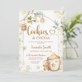 Cookies & Cocoa Winter Gold Christmas Baby Shower 招待状 (スタンド正面)