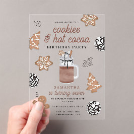 Cookies & Hot Cocoa Chocolate Kids Winter Birthday アクリル招待状
