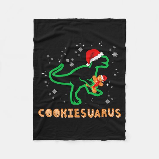 Cookiesaurus Christmas Dinosaur Rex Sugar Cookie フリースブランケット (正面)