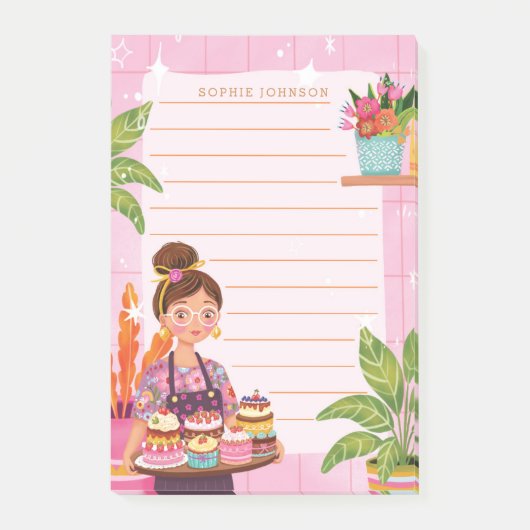 Cooking Baking Kitchen Cute Flowers Floral Girly ポストイット (正面)