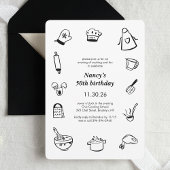Cooking Birthday Party Hand Drawn Chef Minimalist  招待状