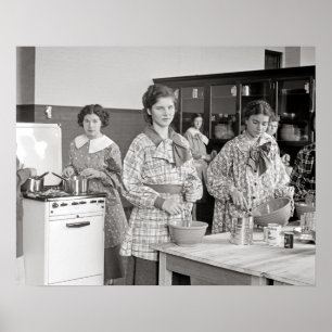 Cooking Class, 1935. Vintage Photo ポスター