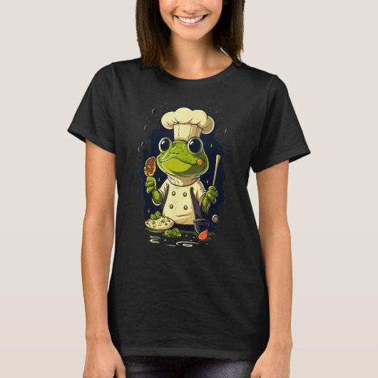 Cooking Frog Restaurant cook on Frog chef Tシャツ (正面)