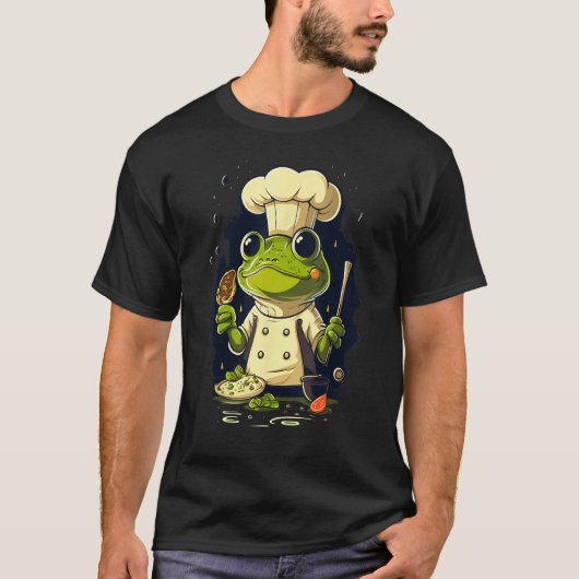 Cooking Frog Restaurant cook on Frog chef Tシャツ (正面)