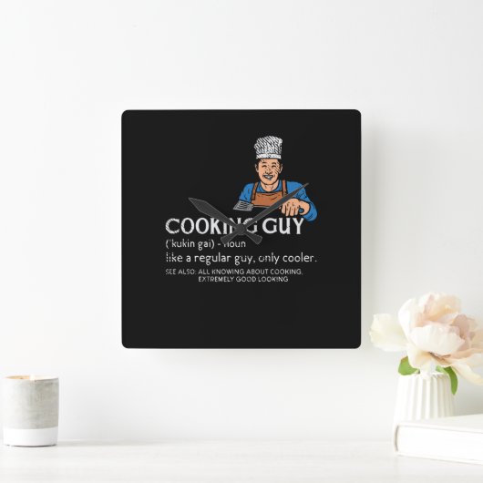 Cooking Guy Definition スクエア壁時計 (ホーム)