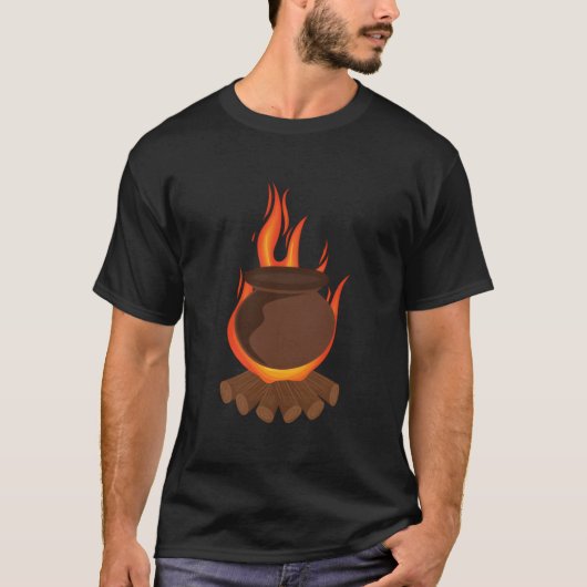 Cooking In Clay Pot On Wooden Fire Tシャツ (正面)