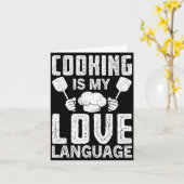 Cooking Is My Love Language Funny Chef Quote  カード (黄色い花)