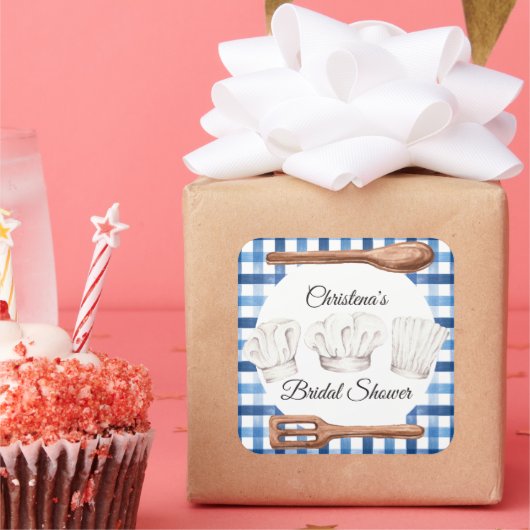 Cooking Up Love Shower Favor Sticker スクエアシール (パーティー)