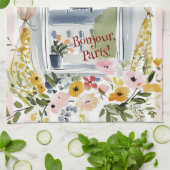 Cooking with a view of the Eiffel Tower キッチンタオル (折り畳み)