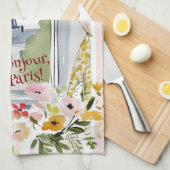 Cooking with a view of the Eiffel Tower キッチンタオル (四つ折り)