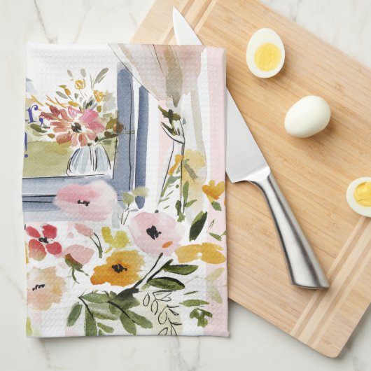 Cooking with a view of the Eiffel Tower キッチンタオル (四つ折り)