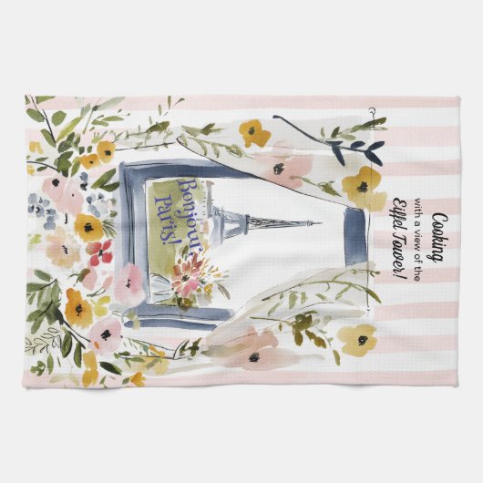 Cooking with a view of the Eiffel Tower キッチンタオル (横)